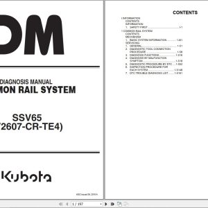 Kubota Skid Steer Loader SSV65 Diagnosis Manual RY910 23371 2016 (1)