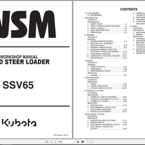 Kubota Skid Steer Loader SSV65 Workshop Manual RY911 23330 2015 (1)
