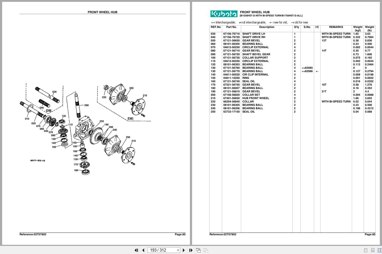 Kubota Tractor B1550HST D Parts Manual (2)