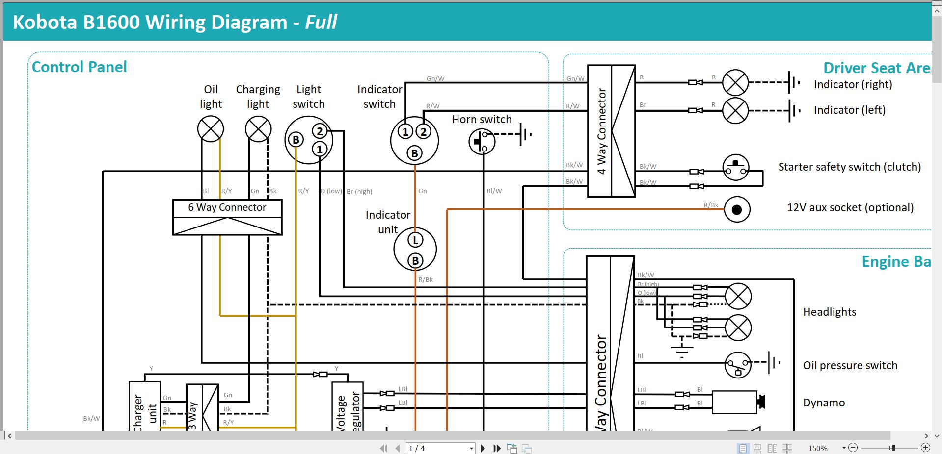 Kubota Tractor B1600 Wiring Diagrams (1)