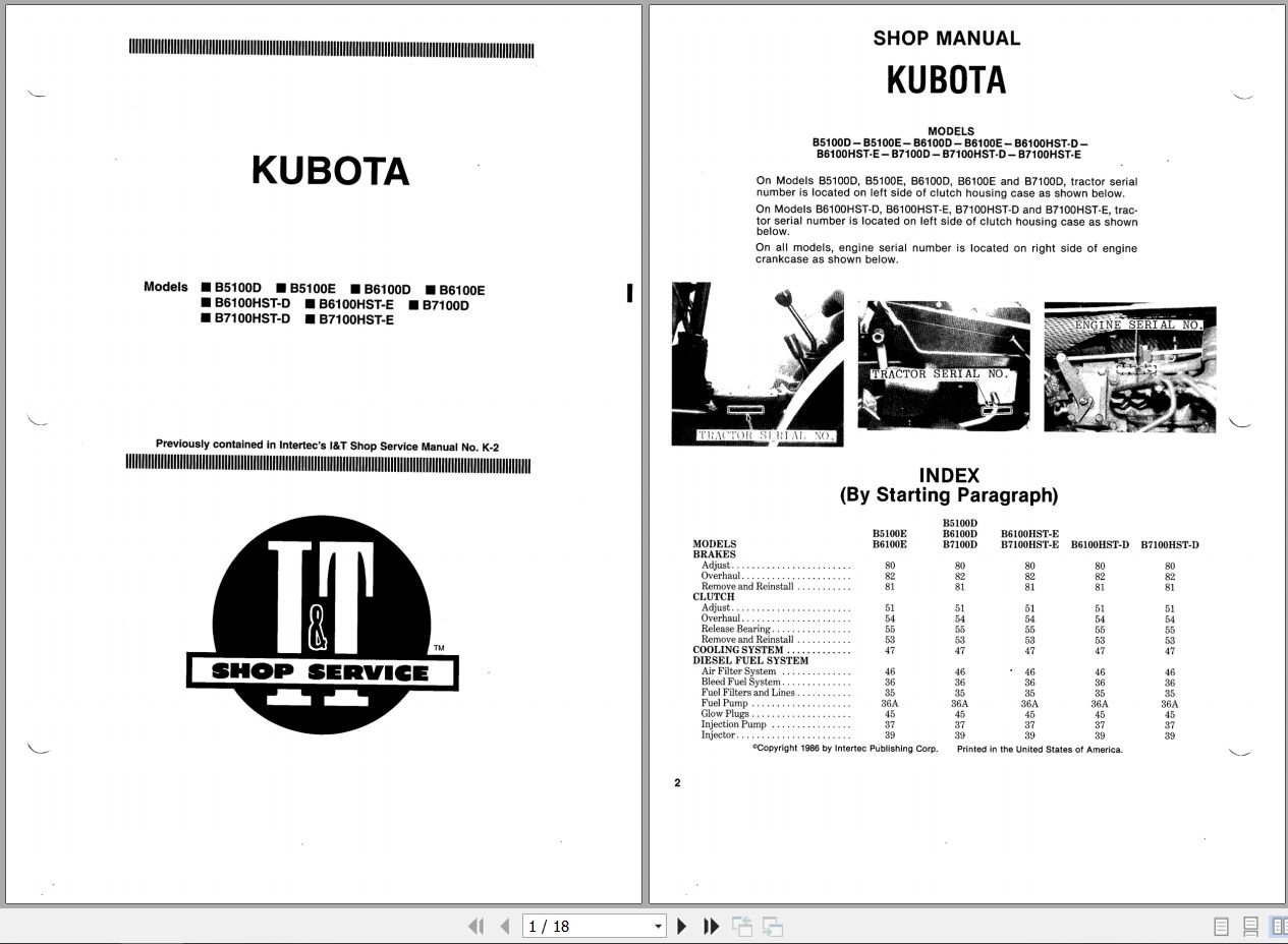 Kubota Tractor B5100 to B7100 HST D E Service Manual (1)