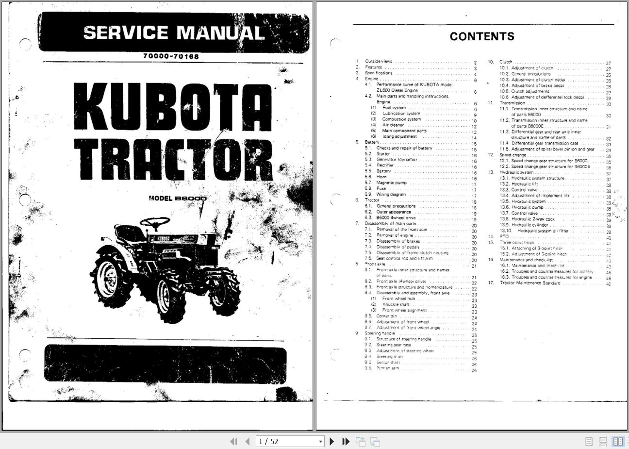Kubota Tractor B6000 Service Manual 70000 70168 (1)