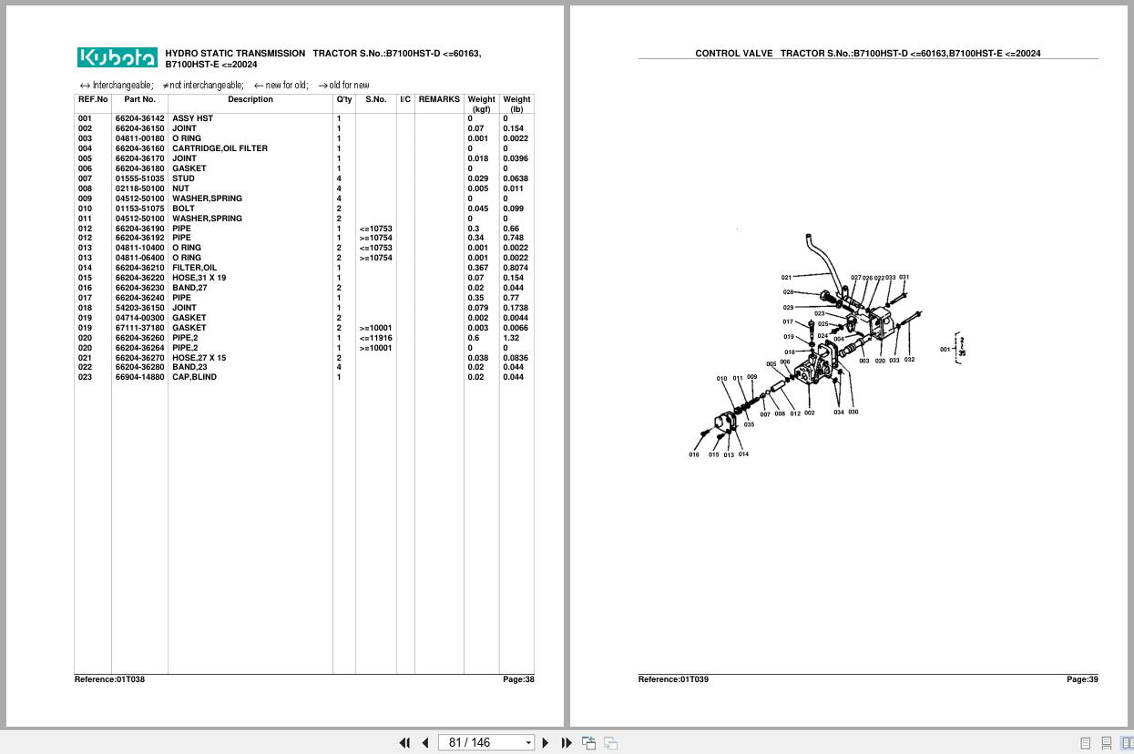 Kubota Tractor B7100HST D Old Type Parts Manual (2)