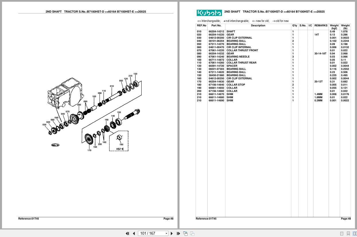Kubota Tractor B7100HST E New Type Parts Manual (2)