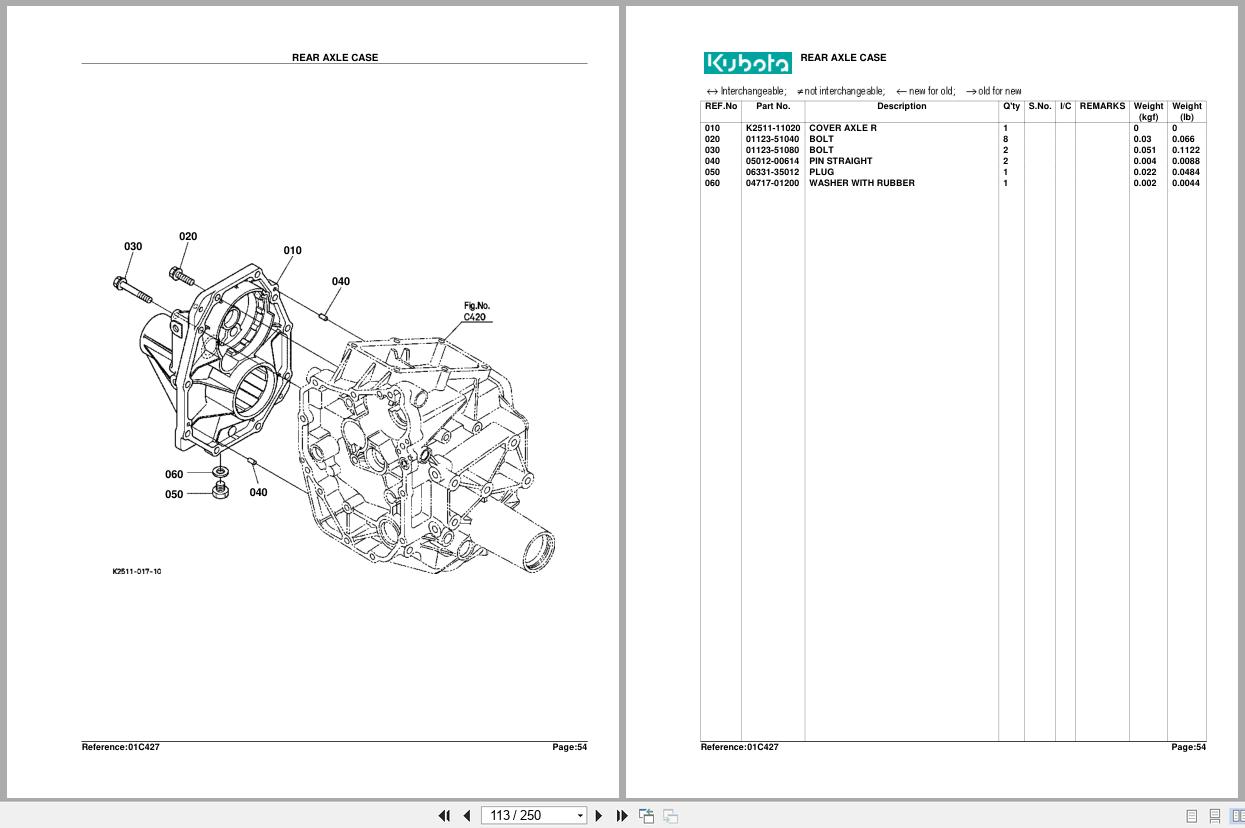 Kubota Tractor BX1500D Parts Manual (2)