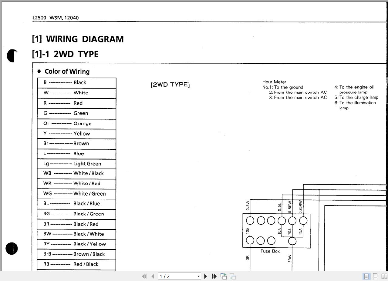 Kubota Tractor L2500F Wiring Diagrams (2)