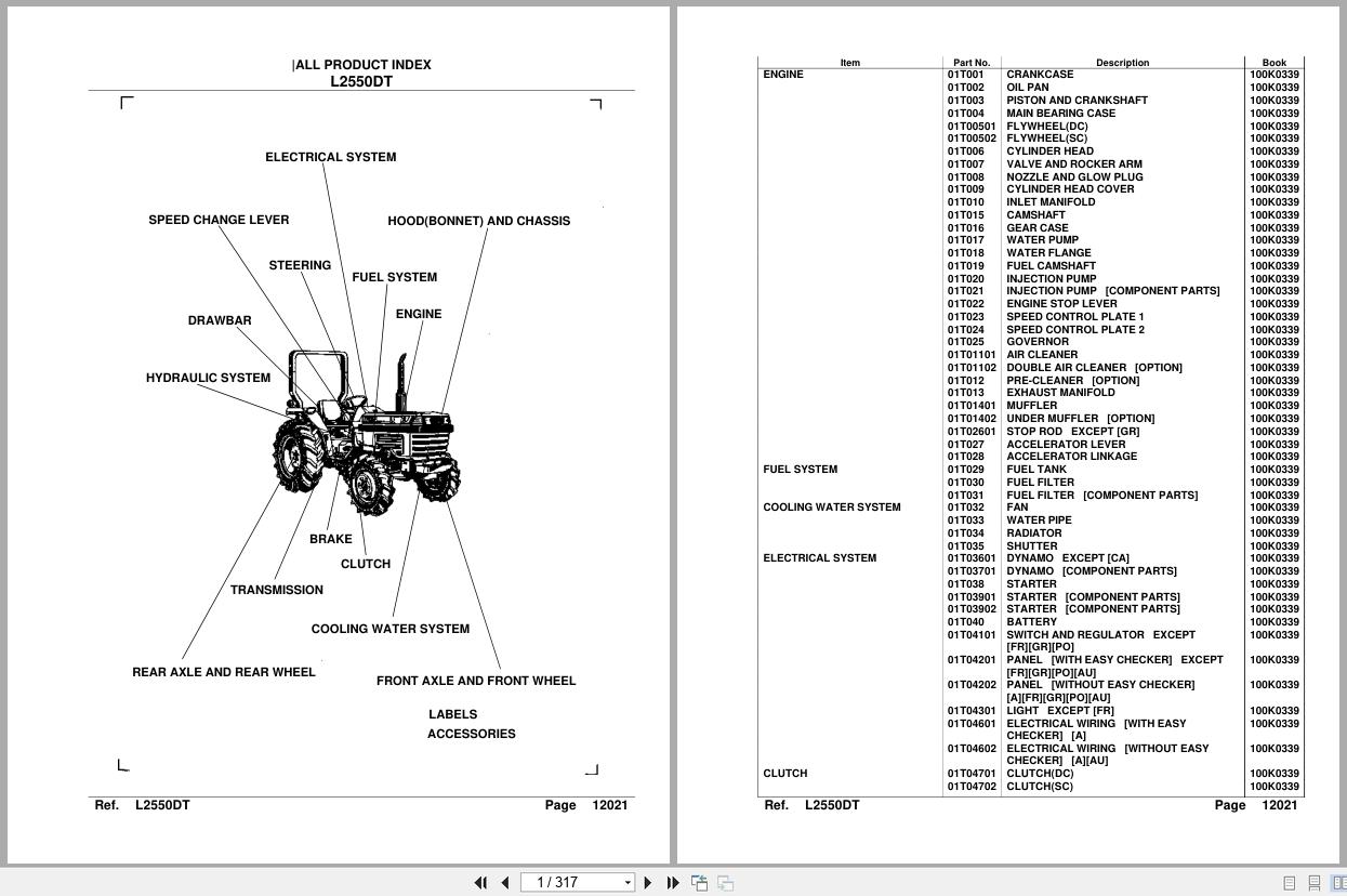 Kubota Tractor L2550DT Parts Manual (1)