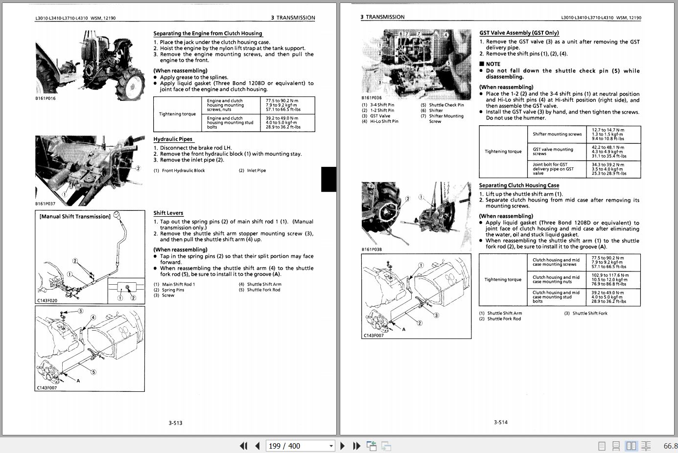 Kubota Tractor L3010 L3410 L3710 L4310 L4610 Workshop Manual 9789712191 1998 (2)