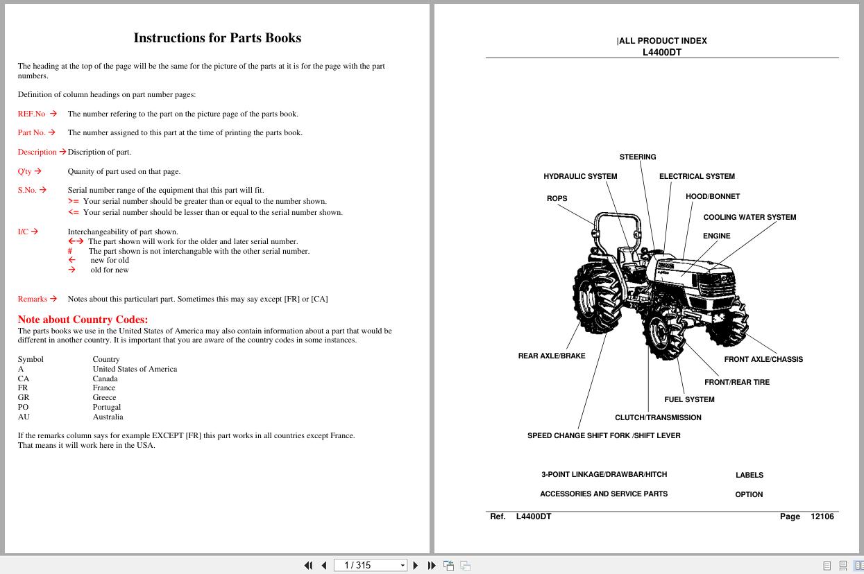 Kubota Tractor L4400DT Parts Manual (1)