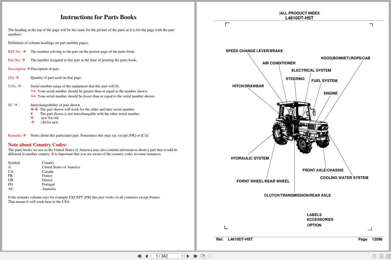 Kubota Tractor L4610DT HST Parts Manual (1)