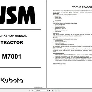 Kubota Tractor M7001 Workshop Manual 9Y111 12188 2022 (1)