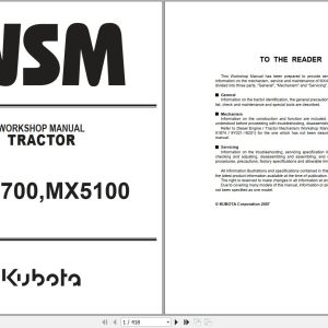 Kubota Tractor MX4700 MX5100 Workshop Manual 9Y111 00874 2007 (1)