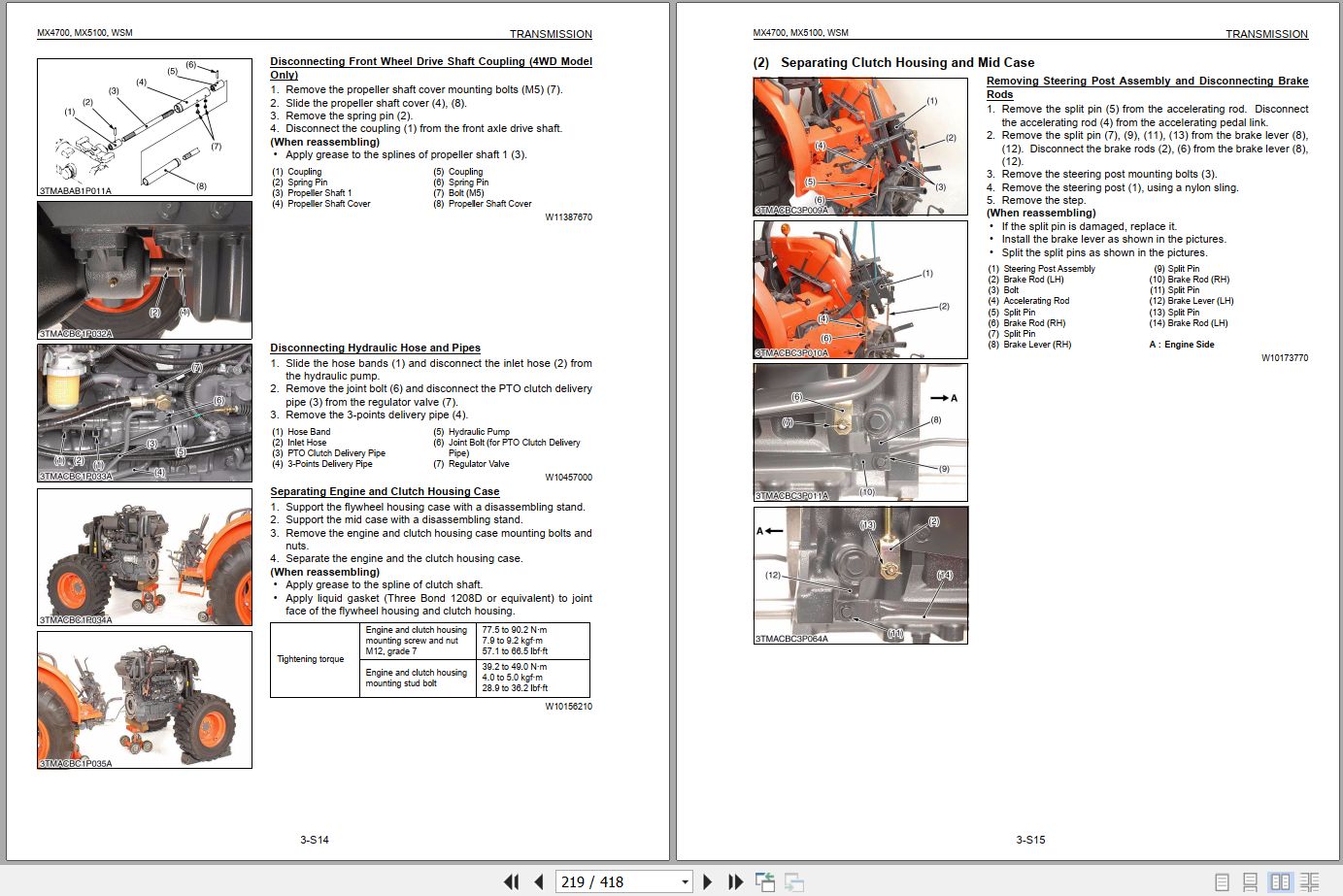 Kubota Tractor MX4700 MX5100 Workshop Manual 9Y111 00874 2007 (2)