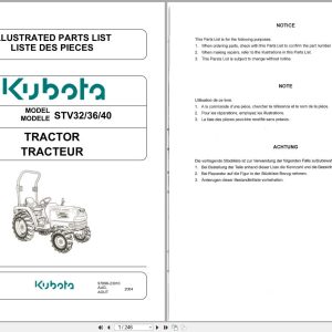Kubota Tractor STV32 STV40 STV36 Illustrated Parts List 97898 23010 EN DE FR (1)