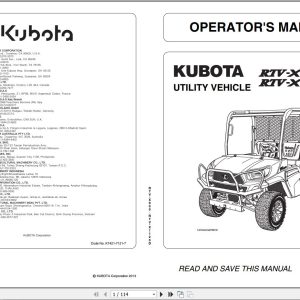 Kubota Utility Vehicle RTV X900 RTV X1120D Operators Manual K7421 7121 7 2013 (1)