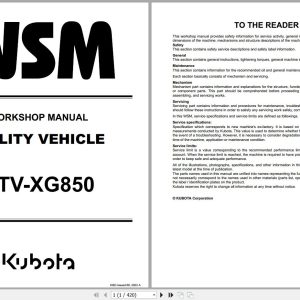 Kubota Utility Vehicle RTV XG850 Workshop Manual 9Y111 18026 2022 (1)