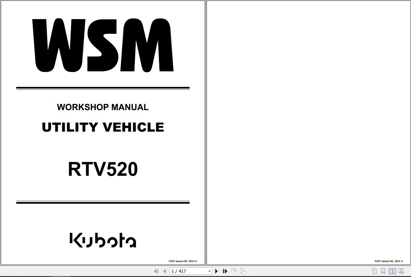 Kubota Utility Vehicle RTV520 Workshop Manual 9Y111 21534 2024 (1)
