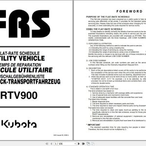 Kubota Utility Vehicle RTV900 Flat Rate Schedule 9Y012 35110 2006 DE FR EN (1)