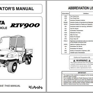 Kubota Utility Vehicle RTV900 Operators Manual K7581 7121 5 2009 (1)