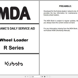 Kubota Wheel Loader R Series R065 to R090 Mechanics Daily Service Aid RY920 2367 3 (1)