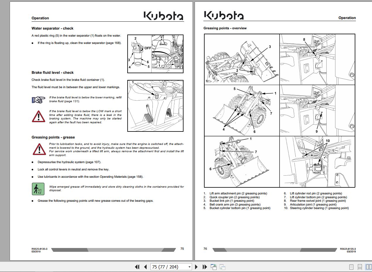 Kubota Wheel Loader R082 Operating Instruction R5625 8135 3 2019 (2)