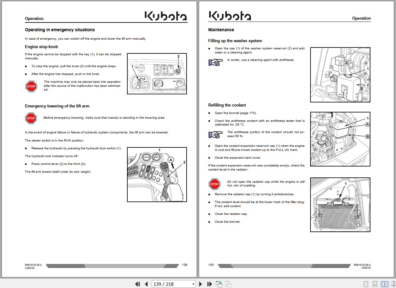 Kubota Wheel Loader R085 Operating Instruction R5615 8135 4 2016 (2)