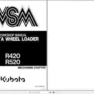 Kubota Wheel Loader R420 R520 Workshop Manual 97899 60420 (1)