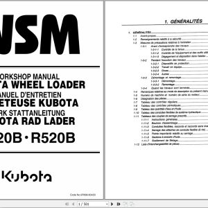 Kubota Wheel Loader R420B R520B Workshop Manual 97899 60433 2004 (1)