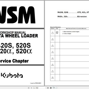 Kubota Wheel Loader R420S R520S R420a R520a Workshop Manual 97899 60801 (1)