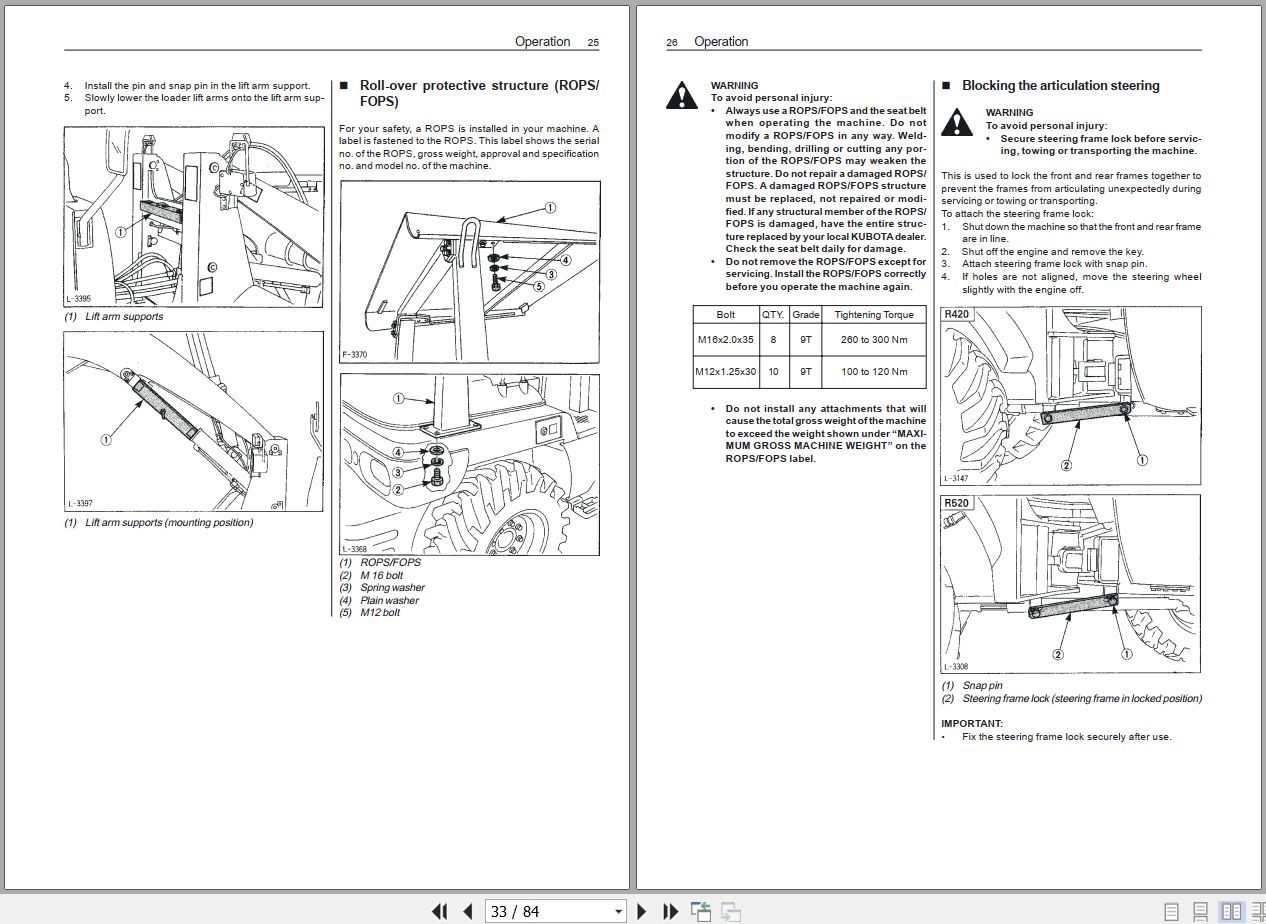 Kubota Wheel Loader R420a R520a Operating Instructions R2711 8135 1 2012 (2)