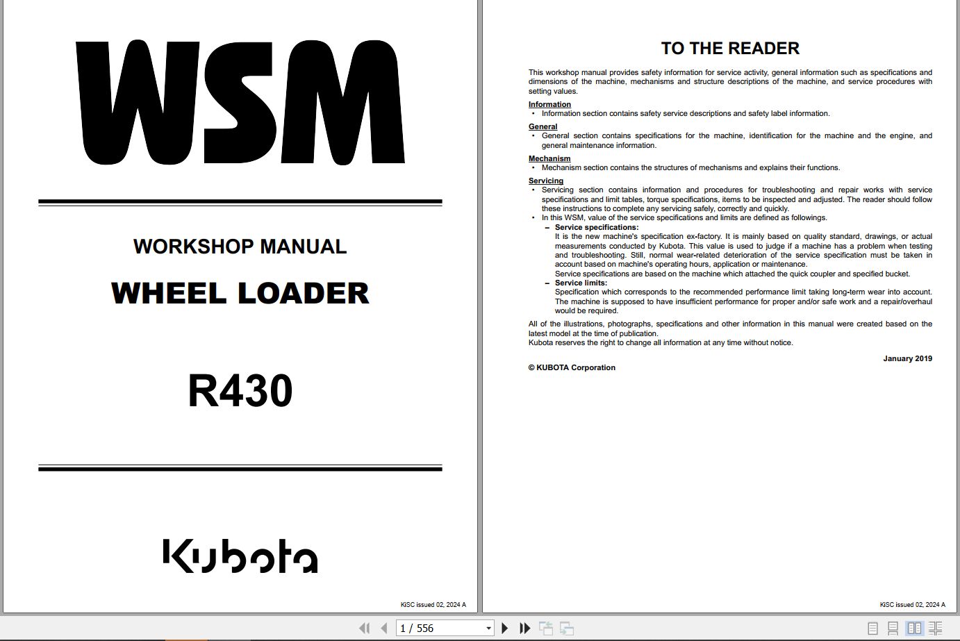 Kubota Wheel Loader R430 Workshop Manual RY911 26215 2024 (1)