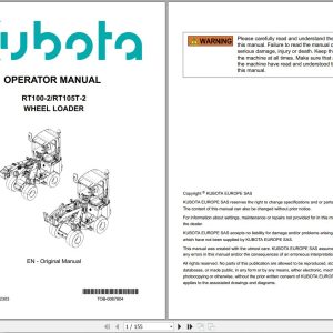 Kubota Wheel Loader RT1000 2 RT105T 2 Operator Manual TOB 0087804 2023 (1)