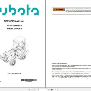 Kubota Wheel Loader RT150 2 RT160 2 Service Manual TOB 0086764 2023 (1)