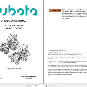 Kubota Wheel Loader RT210 2e RT220 2e Operator Manual TOB 0072561 2023 (1)