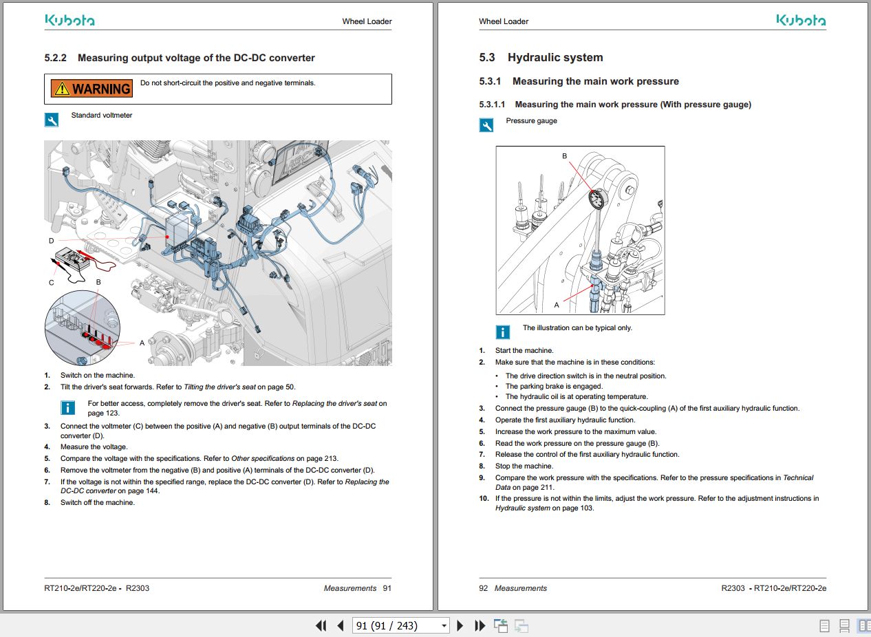 Kubota Wheel Loader RT210 2e RT220 2e Service Manual TOB 0087051 2023 (2)