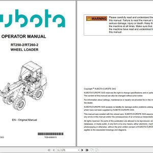 Kubota Wheel Loader RT250 2 RT260 2 Operator Manual TOB 0086815 2023 (1)