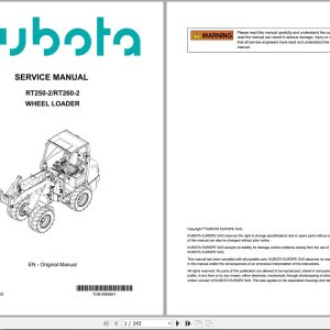 Kubota Wheel Loader RT250 2 RT260 2 Service Manual TOB 0086841 2023 (1)