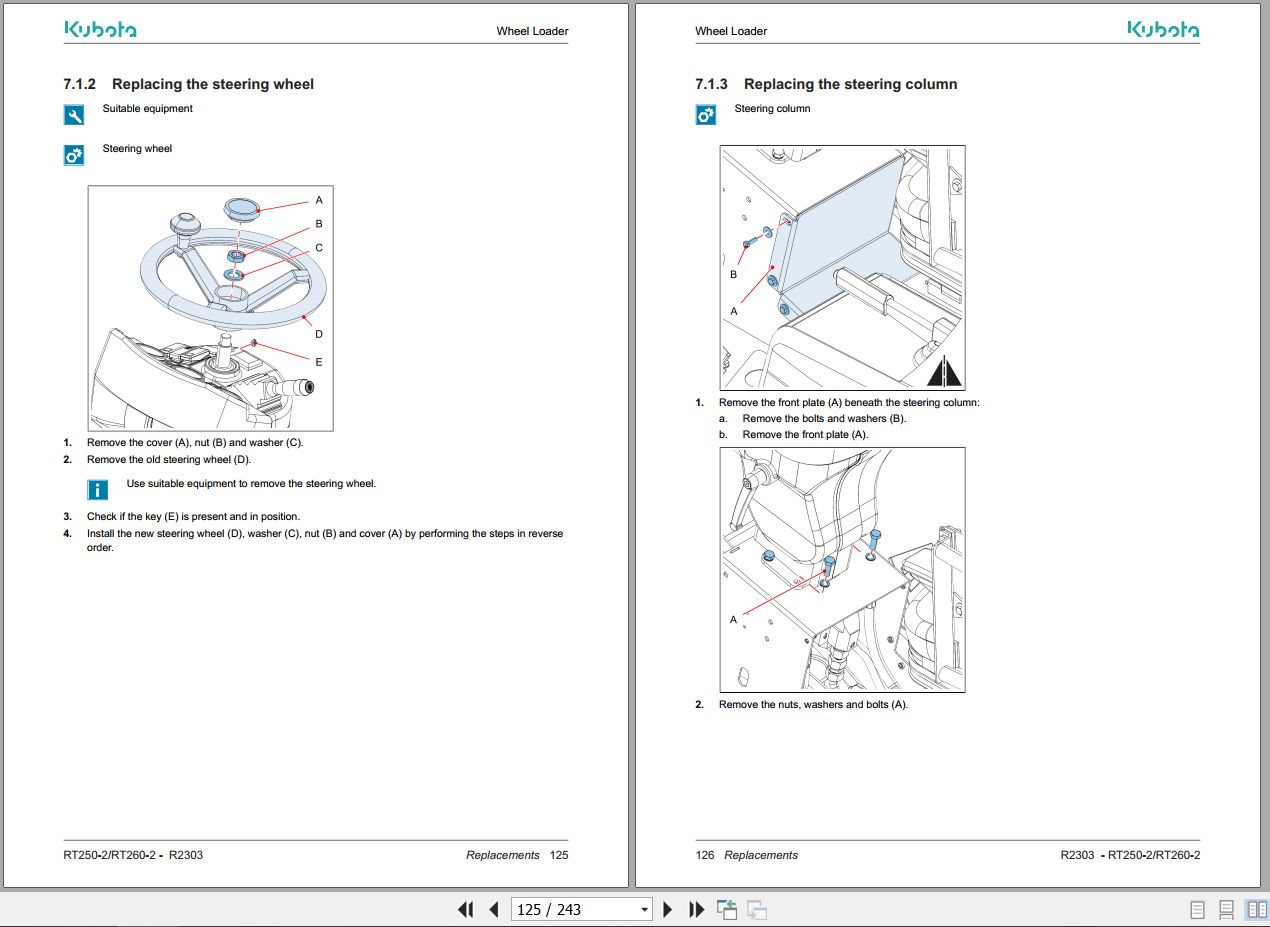 Kubota Wheel Loader RT250 2 RT260 2 Service Manual TOB 0086841 2023 (2)