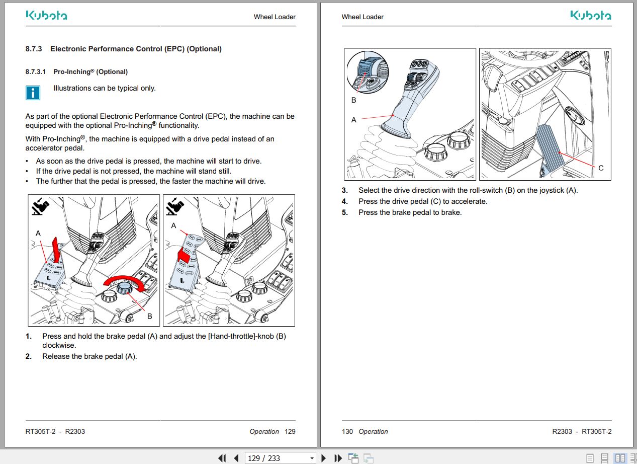 Kubota Wheel Loader RT305T 2 Operator Manual TOB 0086435 2023 (2)