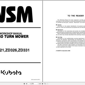 Kubota Zero Turn Mower ZD321 ZD326 ZD331 Workshop Manual 9Y111 00092 2007 (1)