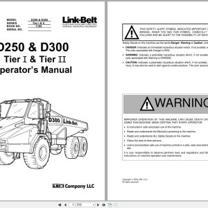 Link Belt Articulated Truck D250 Tier 1 D300 Tier 2 Operator Manual (1)