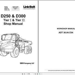 Link Belt Articulated Truck D250 Tier 1 D300 Tier 2 Shop Manual A3500219LBX 2004 (1)