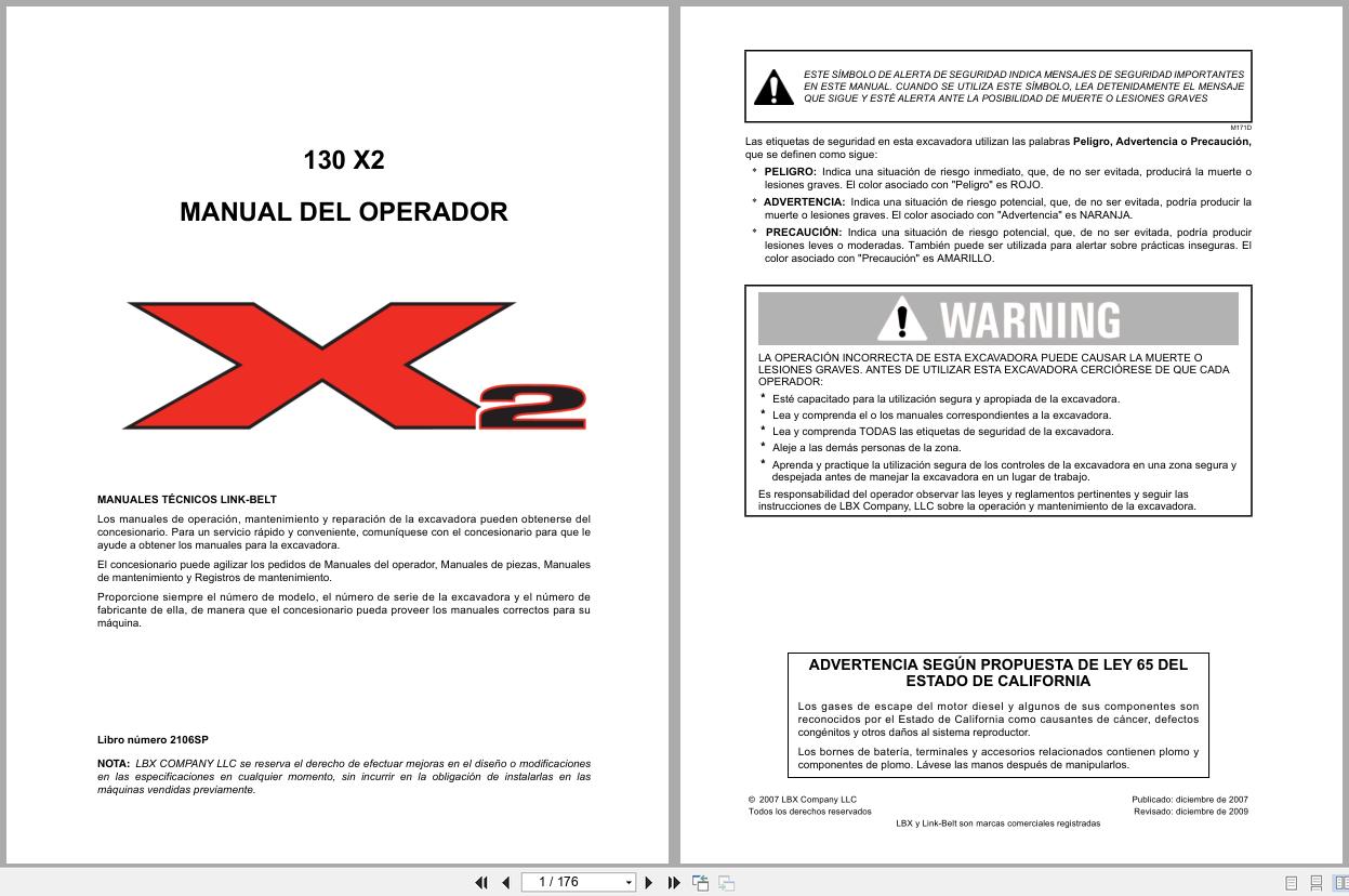 Link Belt Excavator 130X2 Operator Manual 2106SP 2009 ES (1)