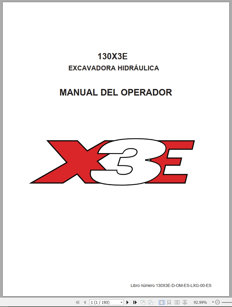 Link Belt Excavator 130X3E Operator Manual 130X3E D OM ES LXG 00 ES 2017 (1)