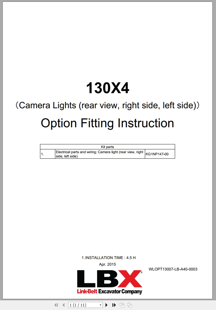 Link Belt Excavator 130X4 Field Kits (3)