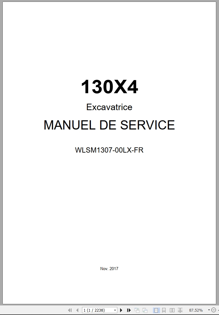 Link Belt Excavator 130X4 Service Manual WLSM1307 00LX FR 2017 (1)