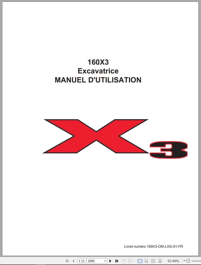 Link Belt Excavator 160X3 Operator Manual 160X3 OM LXG 01 FR (1)