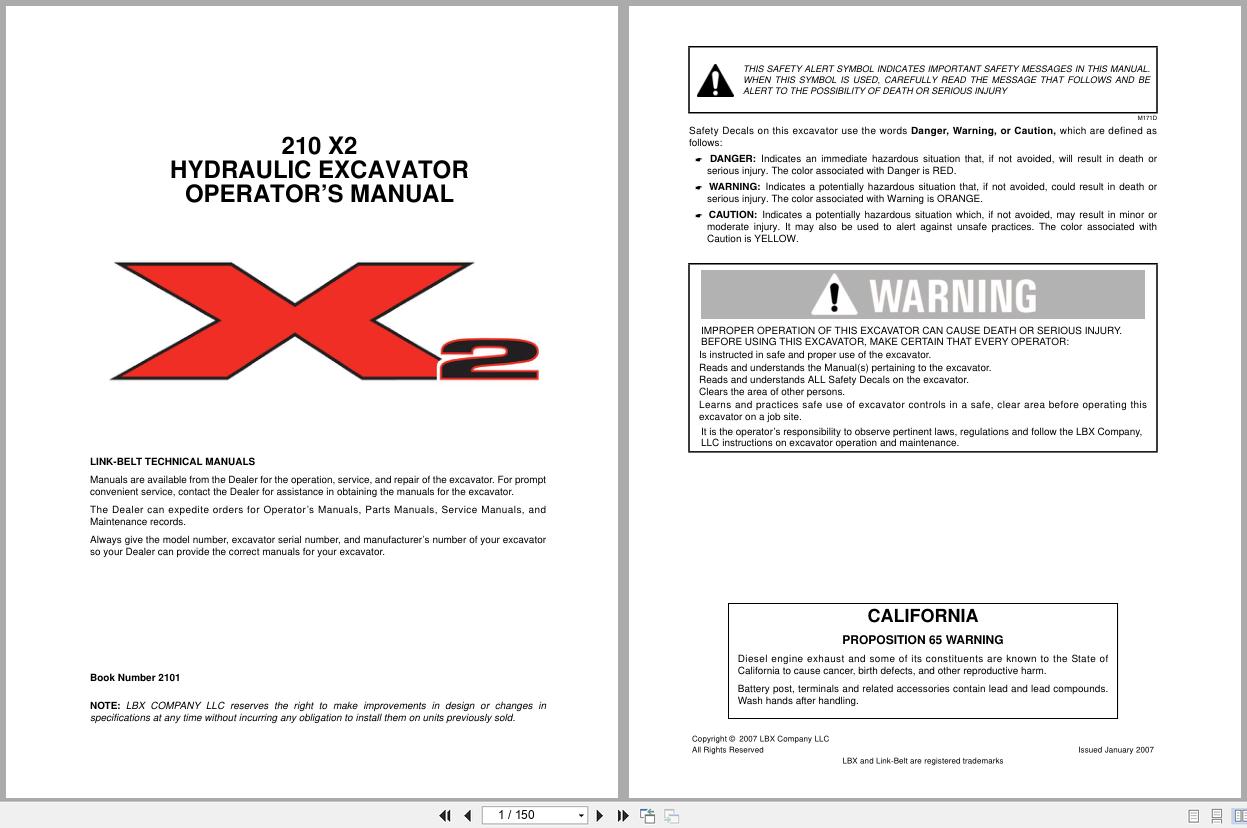 Link Belt Excavator 210X2 Operator Manual (1)