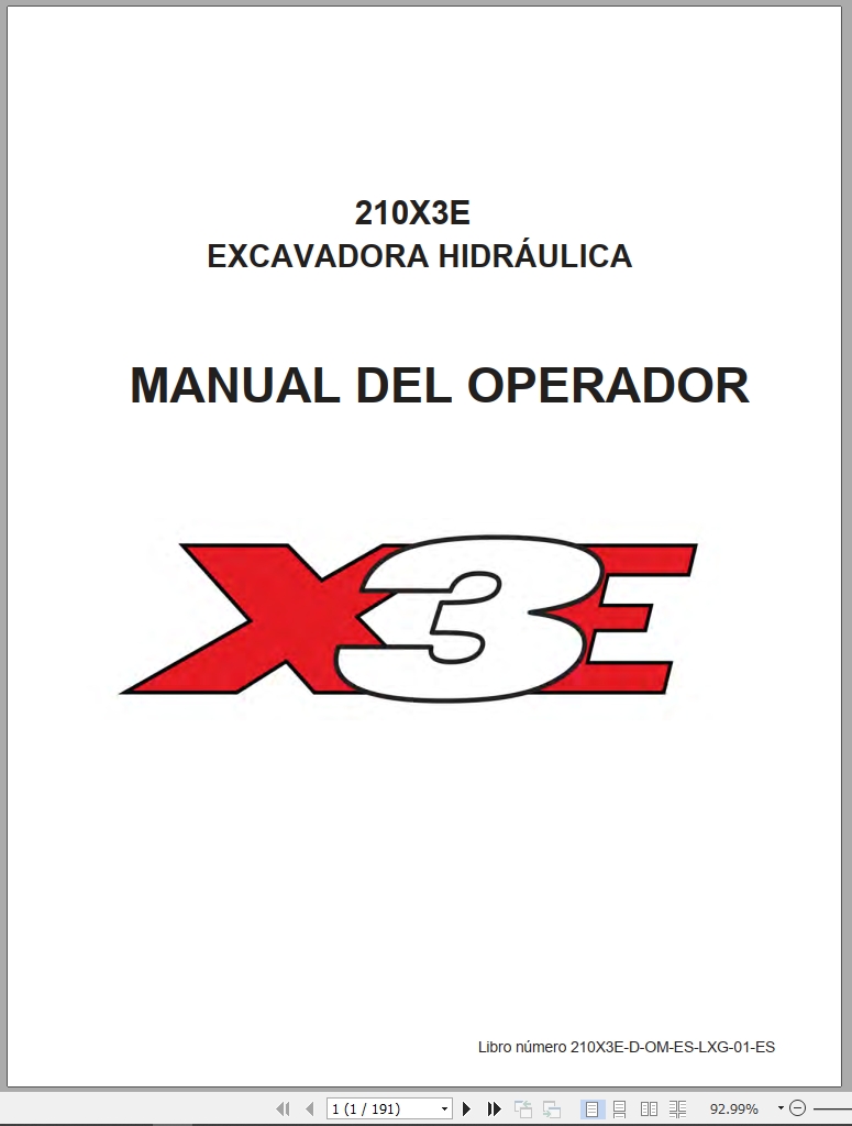 Link Belt Excavator 210X3E Operator Manual 210X3E D OM ES LXG 01 ES 2017 ES (1)