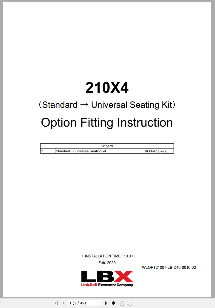Link Belt Excavator 210X4 Field Kits (1)